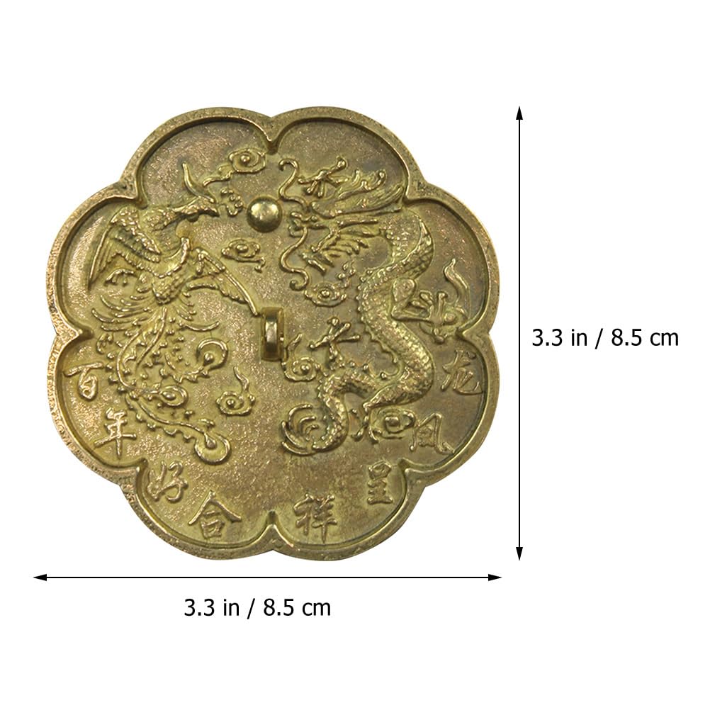 Amazon.co.jp: 鏡 銅の邪悪な鏡 金属鏡像 龍と鳳凰が吉兆 8cm 小さい